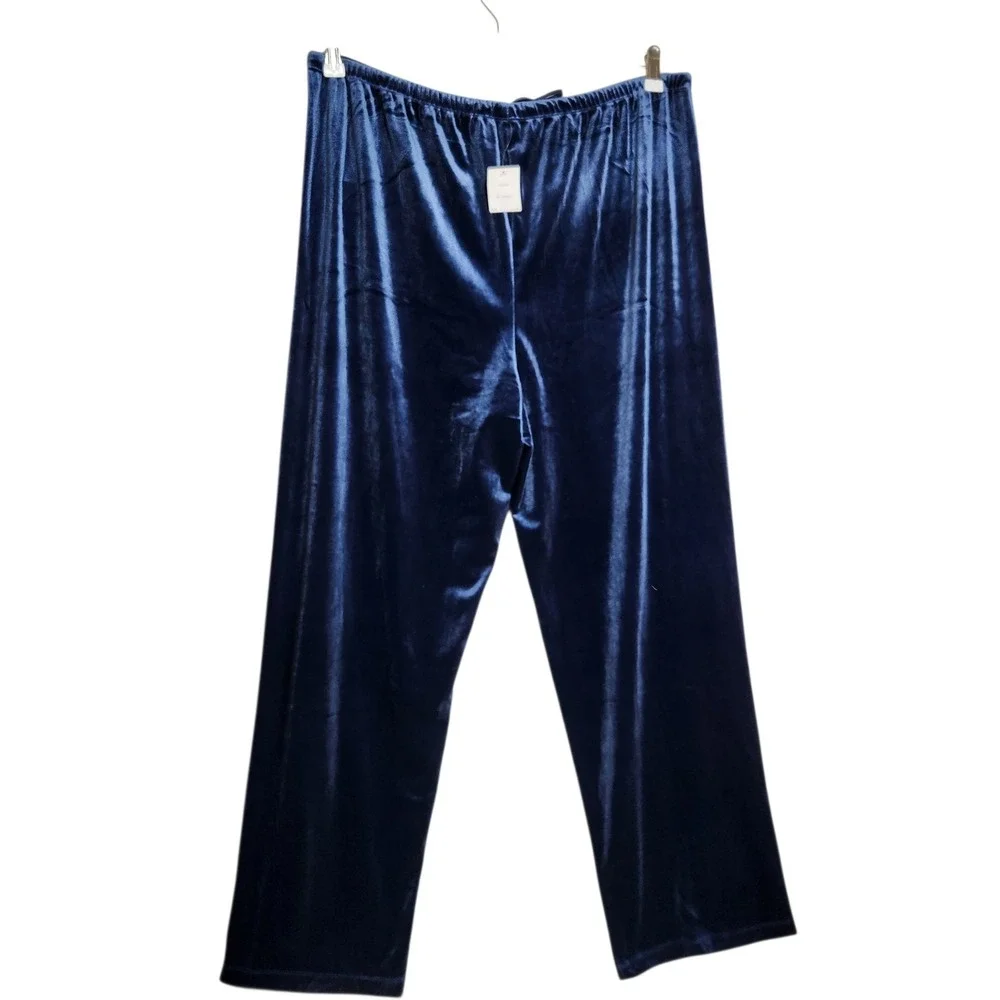 Lauren Ralph Lauren Blue Velvet Pajama Set L Long Sleeve Top Pants